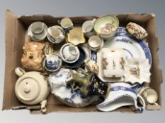 Assorted ceramics including blue and white dinner wares, Maling lustre china,