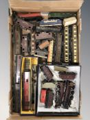 A group of tin plate rolling stock including locomotives and passenger cars, Hornby Mainline, etc.