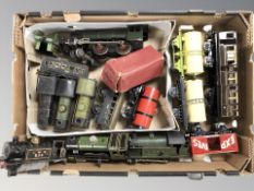 Assorted tin plate rolling stock.