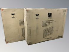 Two boxed dresser tops.