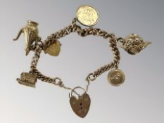 A 9ct gold charm bracelet,