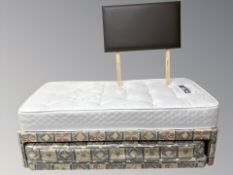 A 3ft divan with Silent Night mattress and further pullout single bed beneath, with headboard.