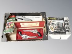 A pair of die cast replica revolvers, Binatone TV game in box, Top Gear travel game,