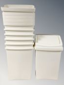 A quantity of Wham plastic bins.