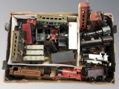 Assorted tin plate rolling stock.