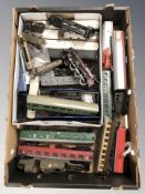 Assorted tin plate and plastic locomotives and passenger cars including Hornby, etc.