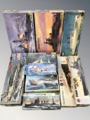 A group of naval scale modelling kits including Revell, Airfix, Heller, etc.
