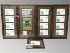 A group of framed montages of Newcastle United Vs Liverpool,