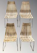 A set of four Hans Brattrud for Hove Mobler 1960's slatted teak and chrome dining chairs,