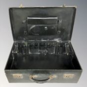 An early 20th century leather vanity case with fitted interior, width 61 cm.
