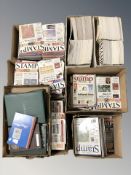 A large quantity of stamp magazines, several albums and contents.