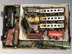 Assorted tin plate and plastic locomotives, passenger cars, etc including Triang.