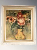 After Renoir : Still life with flowers in a vase, print on canvas, 41 cm x 48 cm.