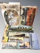 A group of naval scale modelling kits including Revell, Airfix, etc.