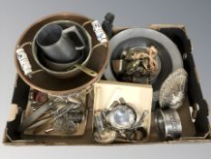 Assorted pewter, copper and EPNS wares, cutlery, etc.