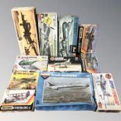 A group of scale model aircraft modelling kits including Airfix, Matchbox etc, as illustrated.