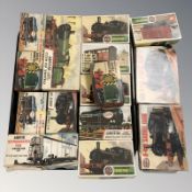 A group of scale model locomotives and rolling stock including Airfix