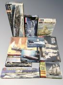 A group of naval scale modelling kits including Revell, Airfix, etc.