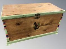 A painted pine blanket chest,