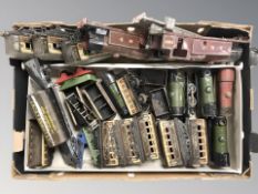 Assorted tin plate rolling stock.