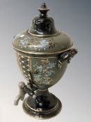 A painted ceramic samovar, height 38 cm.