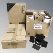 A boxed portable tripod, spot lamps, etc.