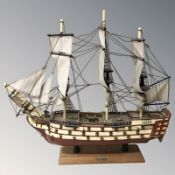 A scale model of HMS Victory, length 50 cm.