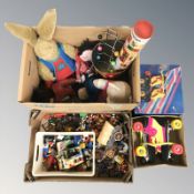 A group of LEGO and other toys, teddy bears, etc.