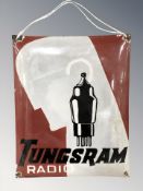 A Tungsram radio enameled sign, 40 cm x 33 cm.