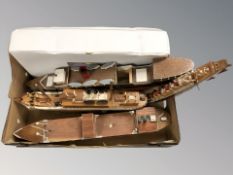 A group of scale model boats.