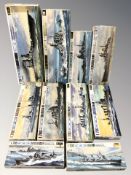 Ten Tamiya and Fujimi Japanese scale naval modelling kits,