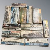 Scale model battleships including Airfix and Matchbox