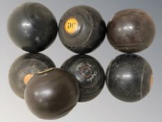 A group of lawn bowls.