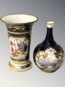 A Royal Crown Derby cobalt blue porcelain vase, height 10.