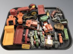 20th century die cast wagons and tractors including Lone Star, cast metal animal figures, etc.