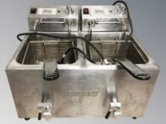 A Buffalo commercial stainless steel double fryer.