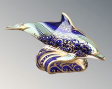 A Royal Crown Derby Baby Bottlenose Dolphin paperweight,