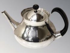 A Mappin & Webb EPNS teapot designed by Eric Clements, height 15 cm.
