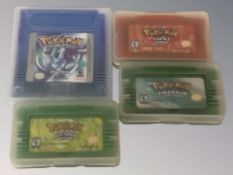 Four Gameboy Advance Pokemon cartridges