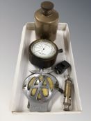 A vintage chrome AA badge, ACME scout master whistle,