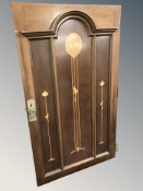 An Art Nouveau inlaid mahogany cabinet door, 97 cm x 56 cm.