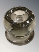 A 19th century hand blown glass ship's inkwell, engraved James Hartley, height 8.