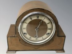 An Art Deco walnut eight day mantel clock,