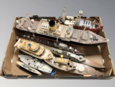 A group of scale model boats.