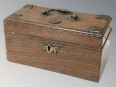 A 19th century oak and brass mounted trinket box, width 16.