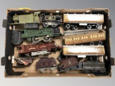 Assorted tin plate rolling stock.