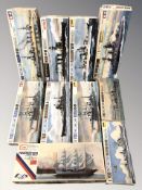 Ten Tamiya and Imai Japanese scale naval modelling kits,