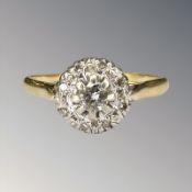 A gold diamond cluster ring, size Q CONDITION REPORT: Unmarked. 3.1g.
