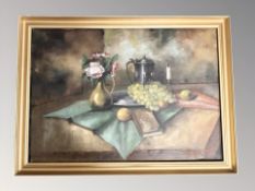 Danish School : Still life with grapes, oil on canvas, 95 cm x 66 cm.