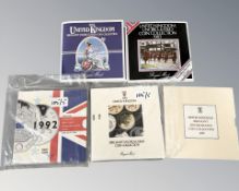 Royal Mint : Five x Uncirculated Coin Collection Sets : 1983, 1984, 1986, 1989 & 1992,
